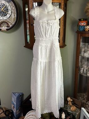 NWT GAP x Doen White Eyelet Peasant Prairie Sundress Size XL